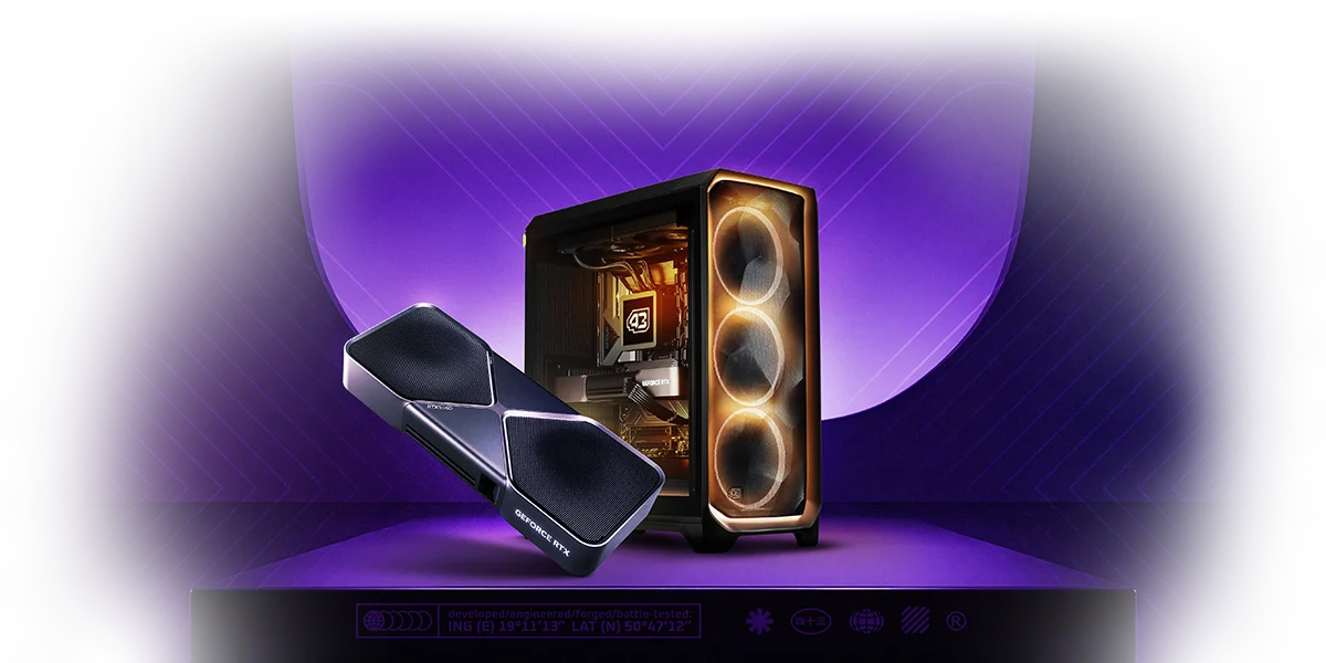 NVIDIA GeForce RTX 5090 Founders Edition graphics card and a G4M3R PC